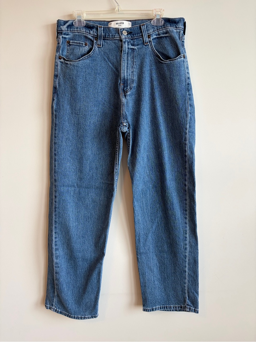 Hollister Medium Blue Straight-Leg Baggy Jeans 32 X 32